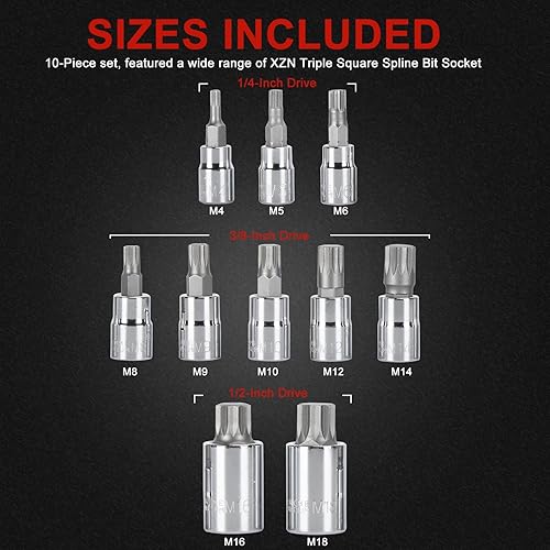 Miniatura 2 de AOBEN Juego de 15 piezas de dados de broca cuadrada triple XZN, brocas de acero de aleación S2 con zócalo de acero Cr-V, M4-M18, incluye adaptadores