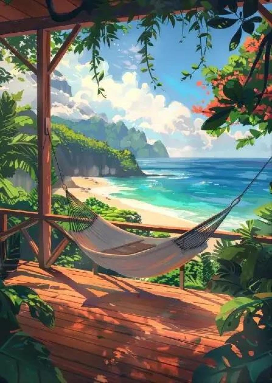 SHINERING Abstract Beach Forest Anime Landscape Canvas Painting Sea Summer Beach Wall Art Poster Prints For Living Room Home Decor A7 21X30Cm Unframed