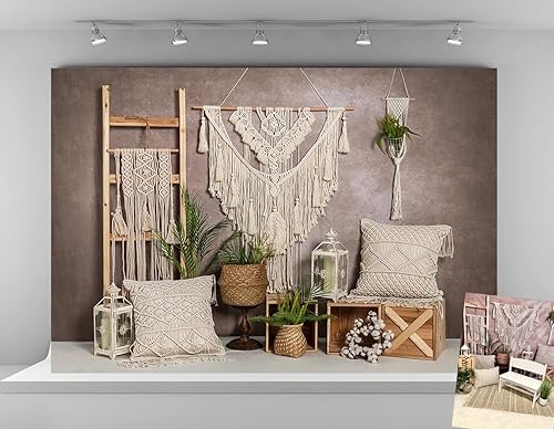 Kate Fondo de fotografía bohemio de verano de 7 x 5 pies, fondo de atrapasueños, hojas verdes, fondos de microfibra para adultos y niños, fondo de