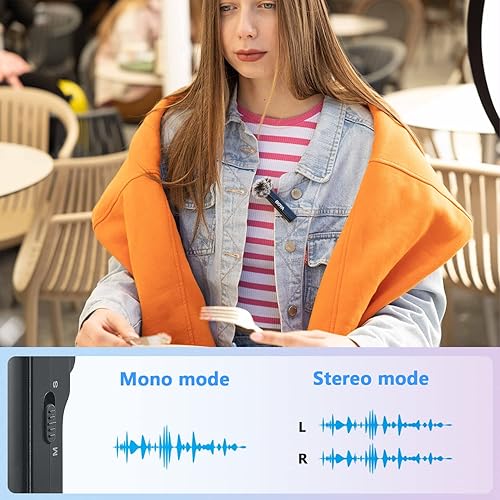 Miniatura 4 de BOYA BOYALINK - Micrófono inalámbrico Lavalier para iPhoneAndroidcámara, sistema de micrófono dual de solapa todo en uno y entradas Lightning y