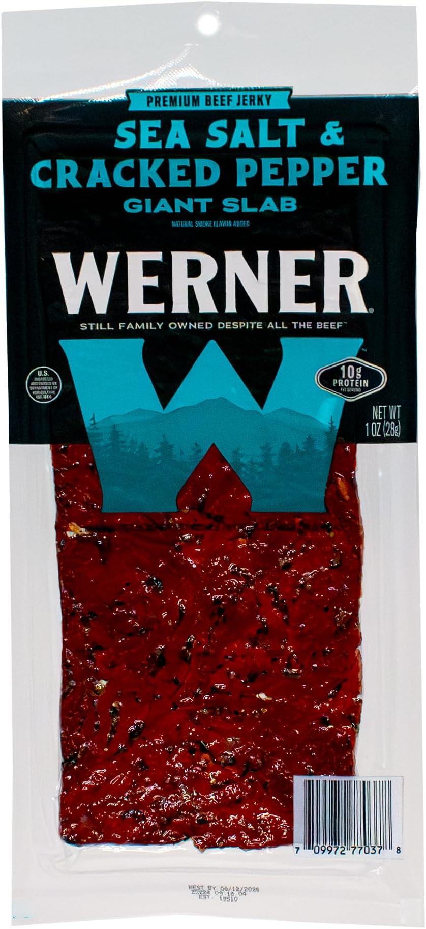 Beef Jerky Slab Pack of 15-1 Ounce, Individually Wrapped Meat Snacks (Sea Salt & Cracked Pepper)