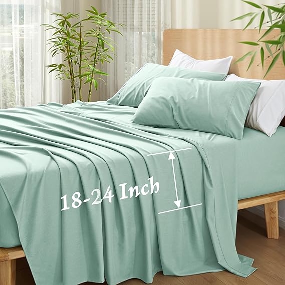 SiinvdaBZX 4 Pcs Extra Deep Pocket Queen Sheets, Rayon