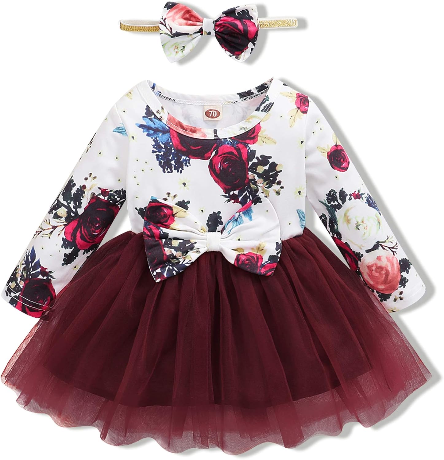 69 Month Girl Clothes Baby Girl Dresses Maroon Dress Long Sleeve