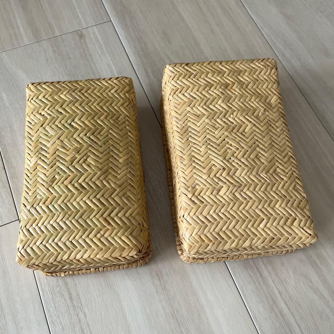 Amazon.co.jp: 竹編み 柳行李 ミニ葛籠 弁当箱 バスケット 蓋付きかご