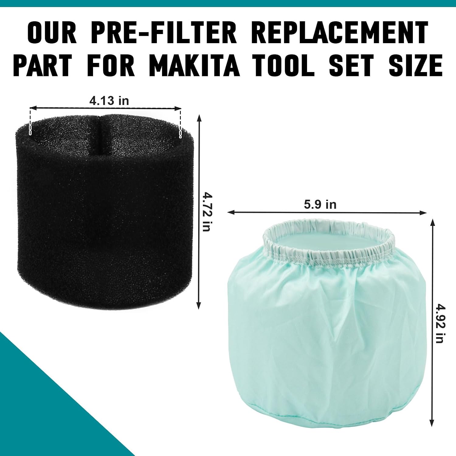 Pre-Filter Set 199827-4 for Makita Cordless Vacuum XCV11Z, 1998274 Pre-Filters Replacement Part Include Pre-Filter and Damper image 5
