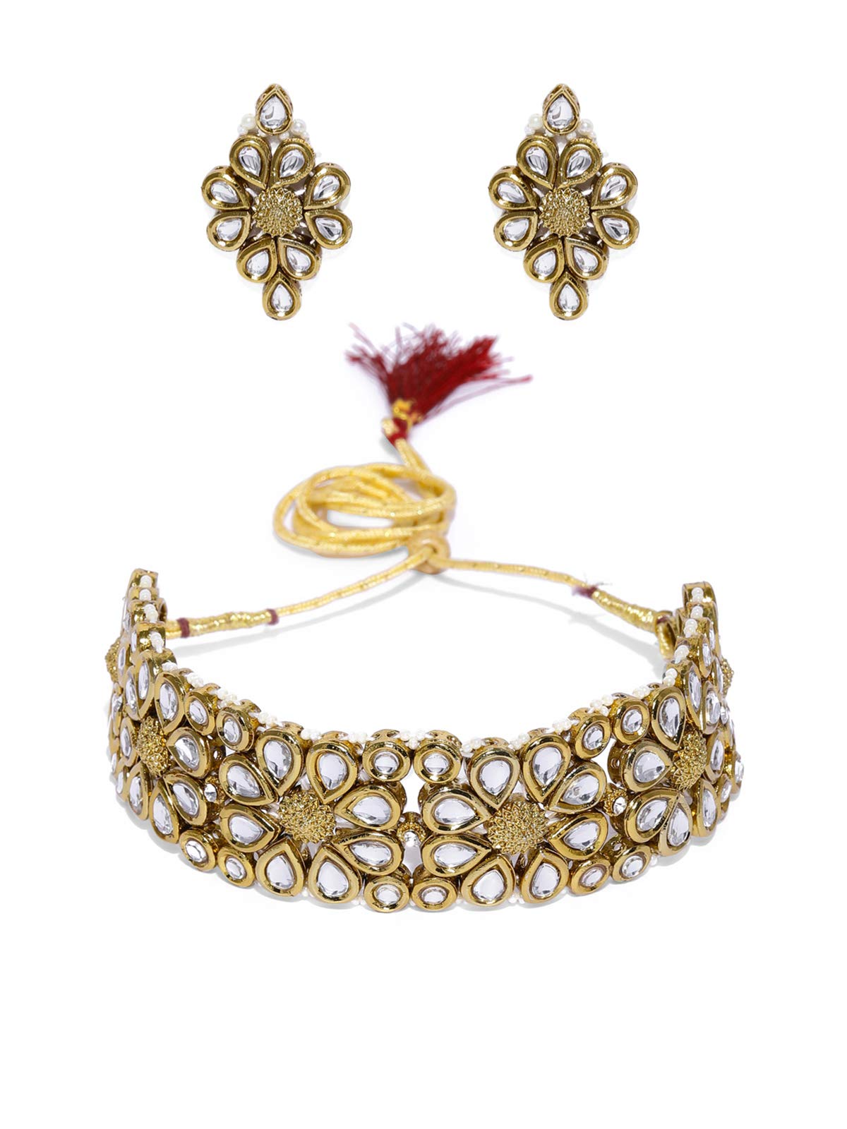 ZAVERI PEARLS Gold Tone Traditional Kundan And Pearls Necklace Set For Women-ZPFK8832 (B07XD3Z2JJ) Amazon Price History, Amazon Price Tracker