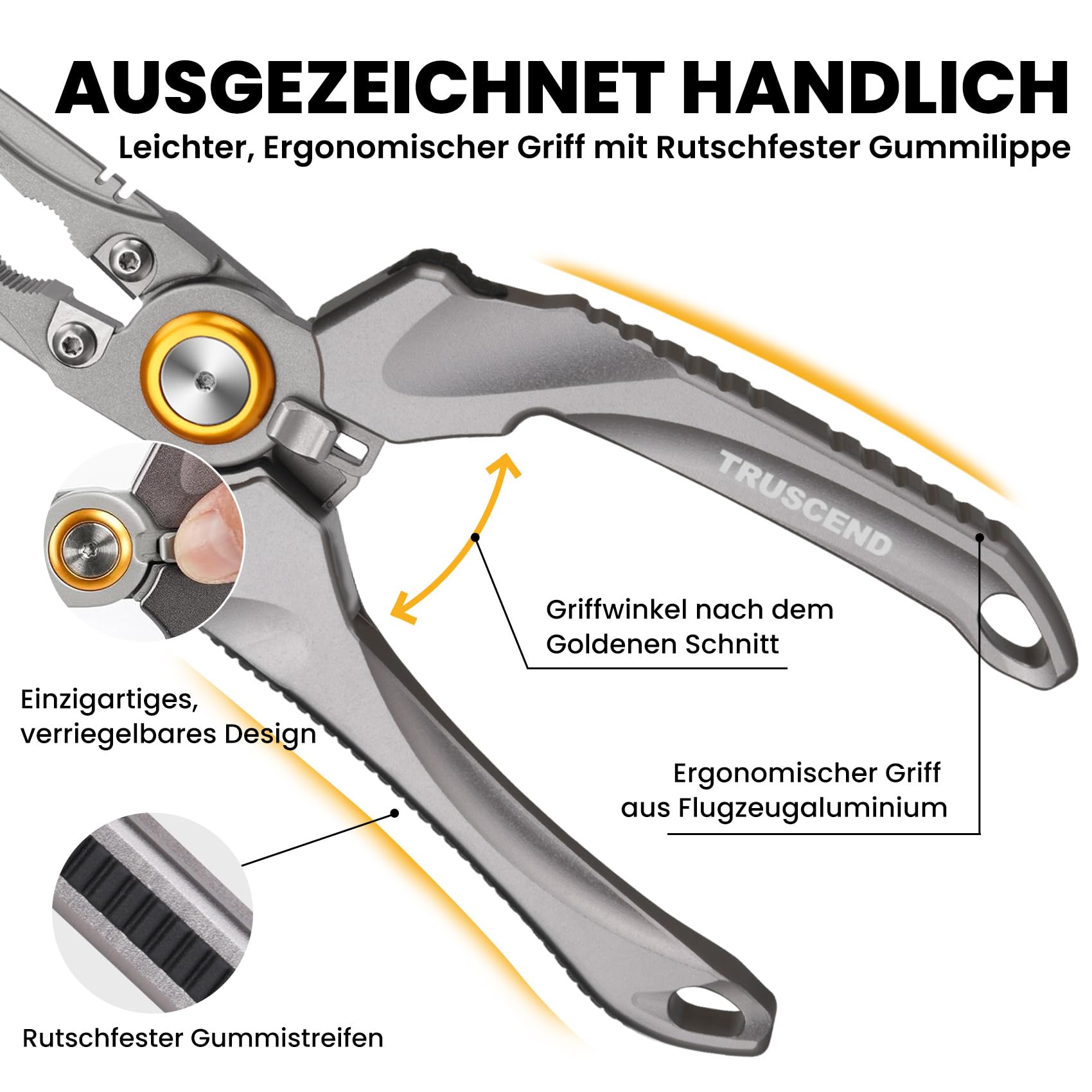 TRUSCEND Angelzange, Haken Lösezange, Hakenlöser Angelzubehör Multifunktionale Angeln Zangen Linie Cutter Angelschere, Aluminium/Edelstahl Angelzange Salzwasser, Angeln Geschenke für Männer