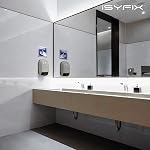ISYFIX Sanitize Stickers Mains ici Signes - paquet de 4 6x6 1 cm - Vinyle autocollant haut de gamme, étiquettes, stratifié pour Ultimate UV, Météo, rayure, eau et résistance au faux, intérieur & En plein air"