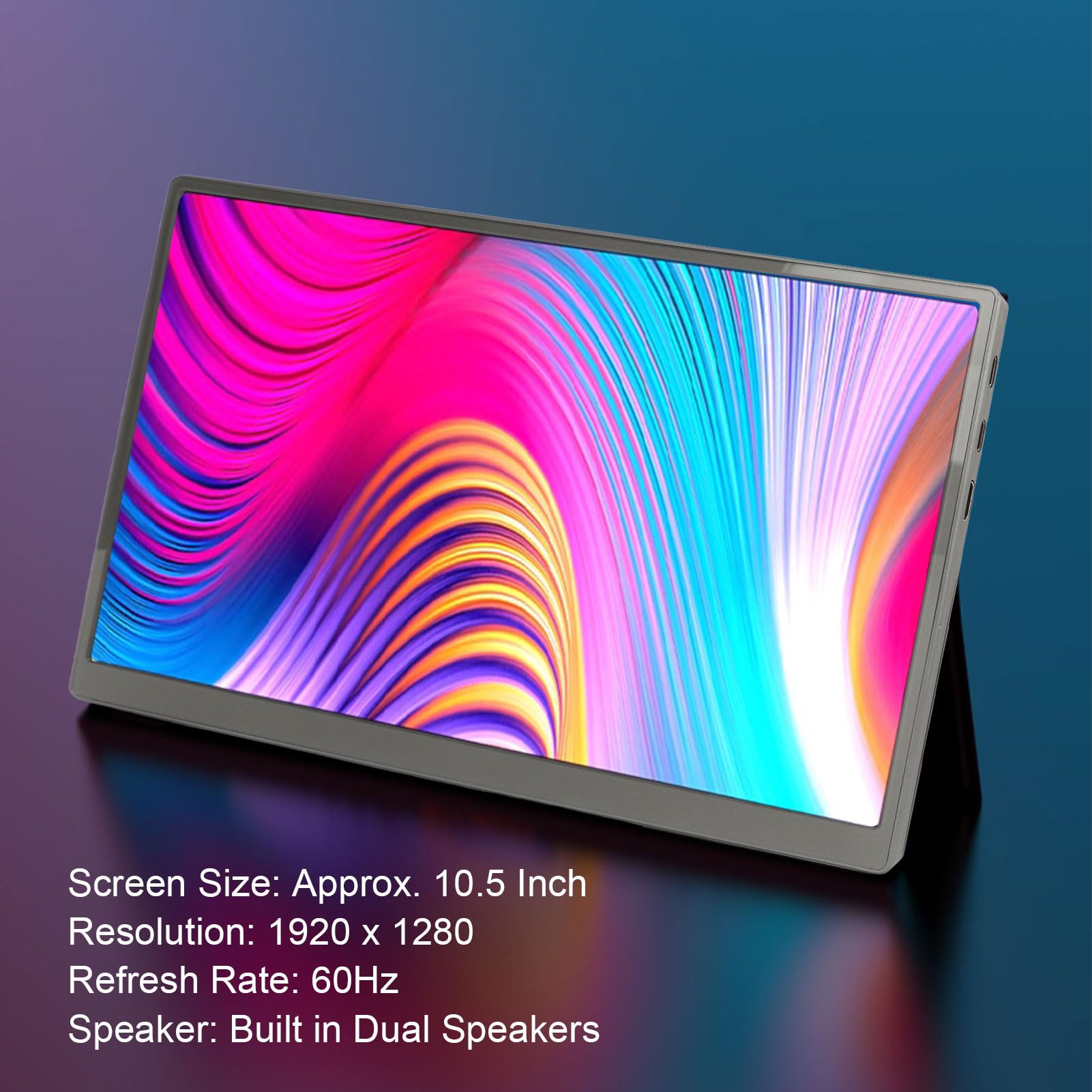 Przenośny Monitor do Gier 60 Hz, 10,5 Cala 1920x1280 HDR Eye Care Ultracienki Wyświetlacz IPS z Dwoma Głośnikami, Zewnętrzny Drugi Ekran do Laptopa PC Telefon do Konsoli Xbox na