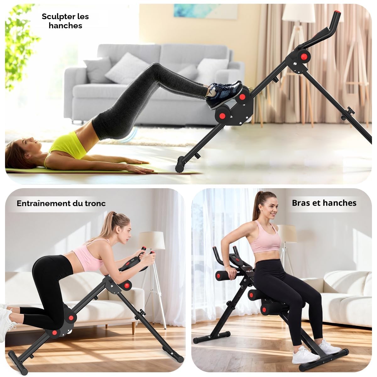 RELIFE REBUILD YOUR LIFE Machine d'Abdominaux Entraîneur Pliable Banc Abdos Inclinable Équipement de Musculation pour Gym à Domicile Fitness Multifonction Abdos Cuisses Fessiers Home Gym