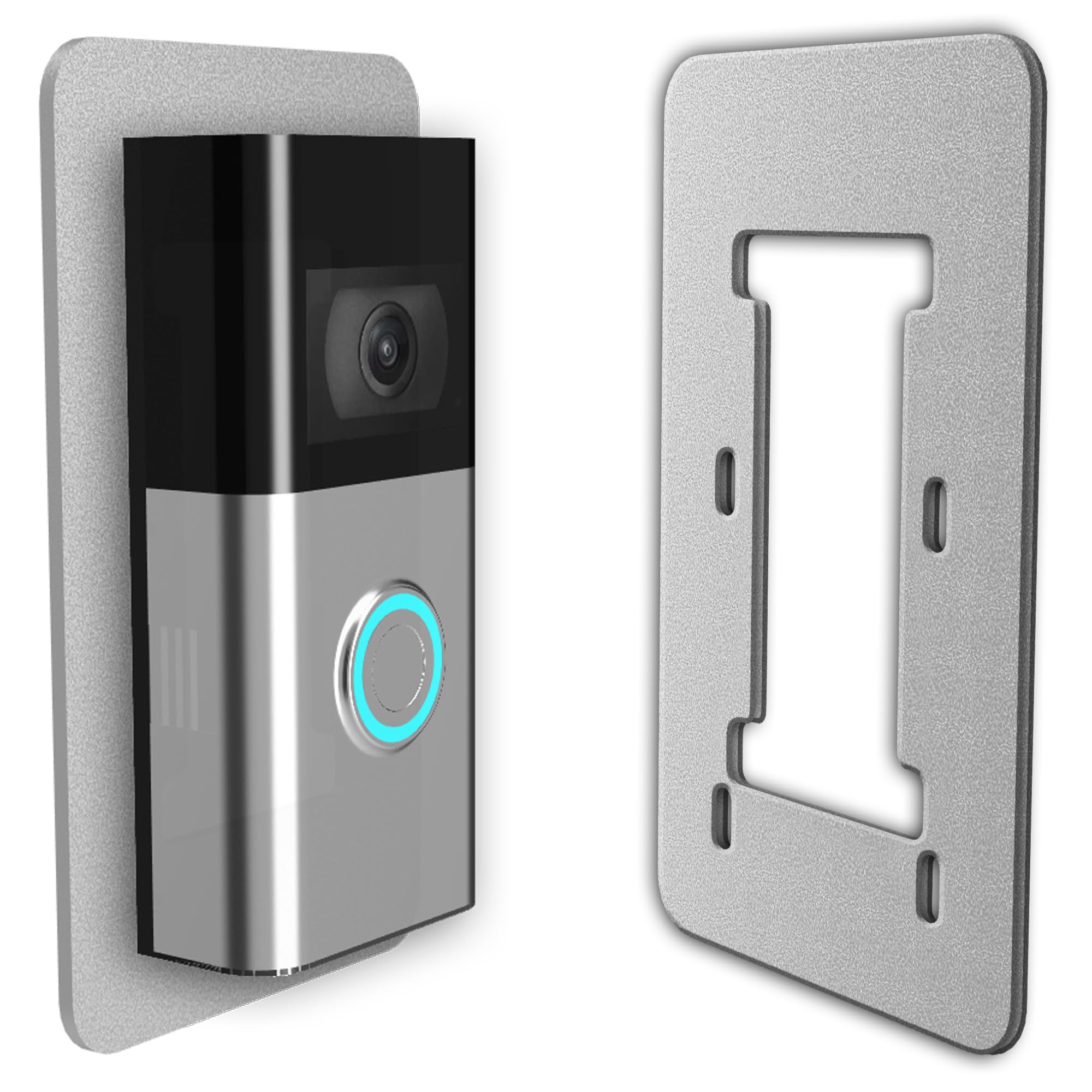 Mars Outpost Grey Metal Wall Plate Compatible With Battery Video Doorbell Plus/Pro And Doorbell 1/2/2.Gen/3/3 Plus/4 (Grey Metal)