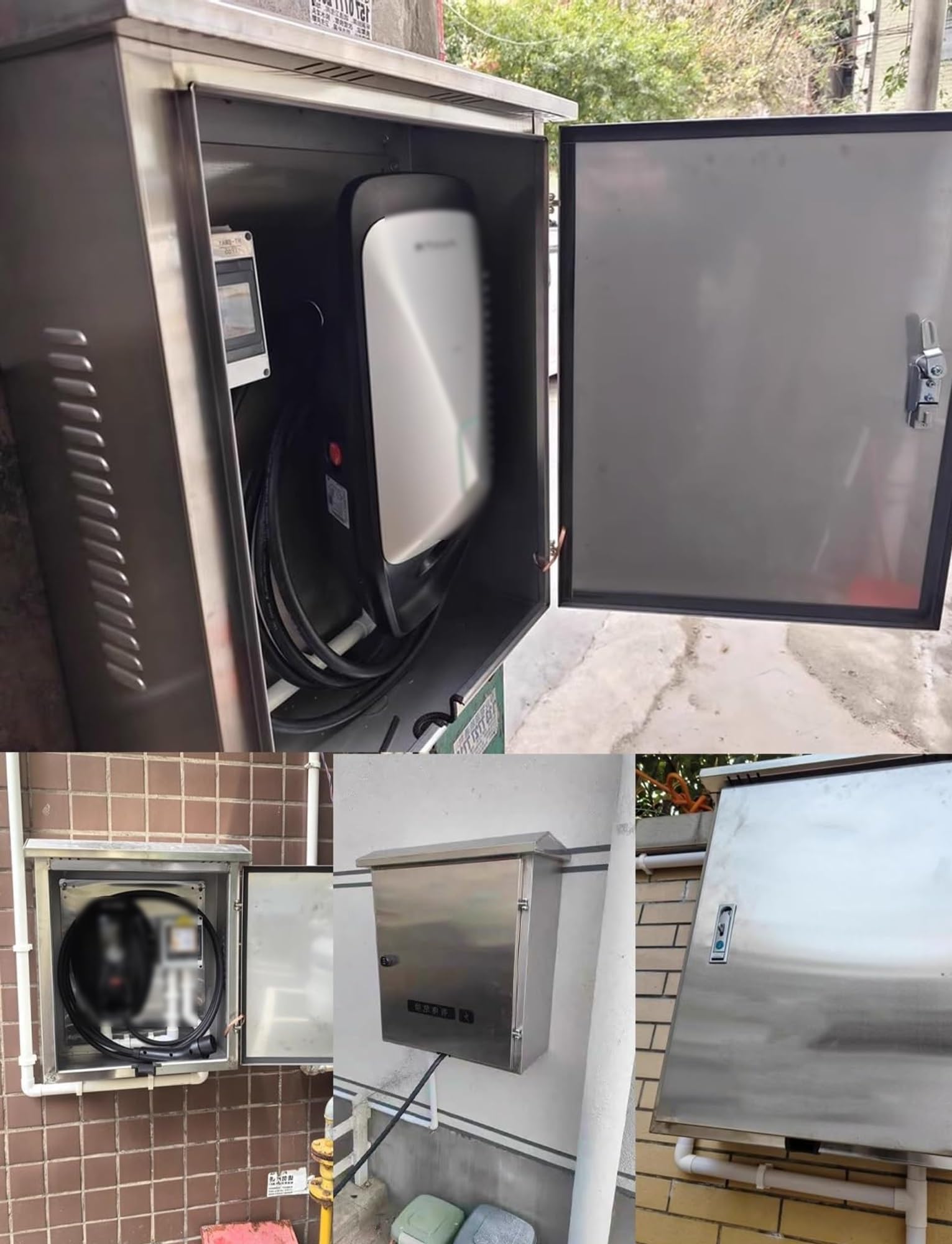 Supporto A Parete EV Caricabatterie In Acciaio Inossidabile A Prova Di Intemperie Scatola Di Giunzione Chiudibile A Tempo Per La Cassa Di Protezione Della Stazione Di Ricarica Del Veicolo Elettrico Co