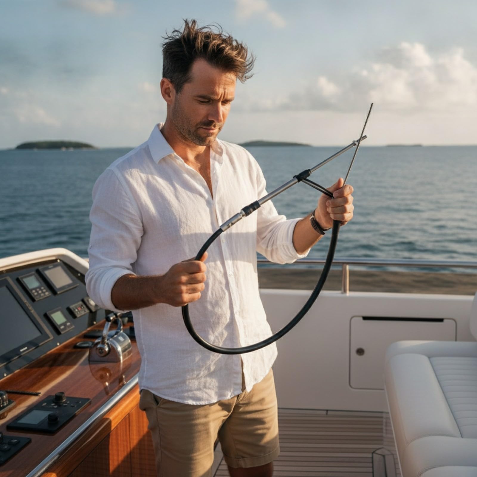 Einzelnes Marine Motor Steuerkabel für Generische Zweitakt Außenbordmotoren mit Robustem Metallkern Und Flexibler Spiralfeder zur