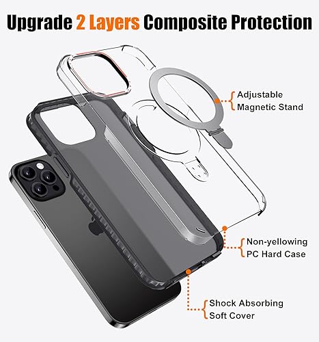 Miniatura 2 de MAGIC JOHN Funda para iPhone 15 Pro, cubierta de grado militar a prueba de golpes, protección de doble capa, soporte magnético integrado compatible