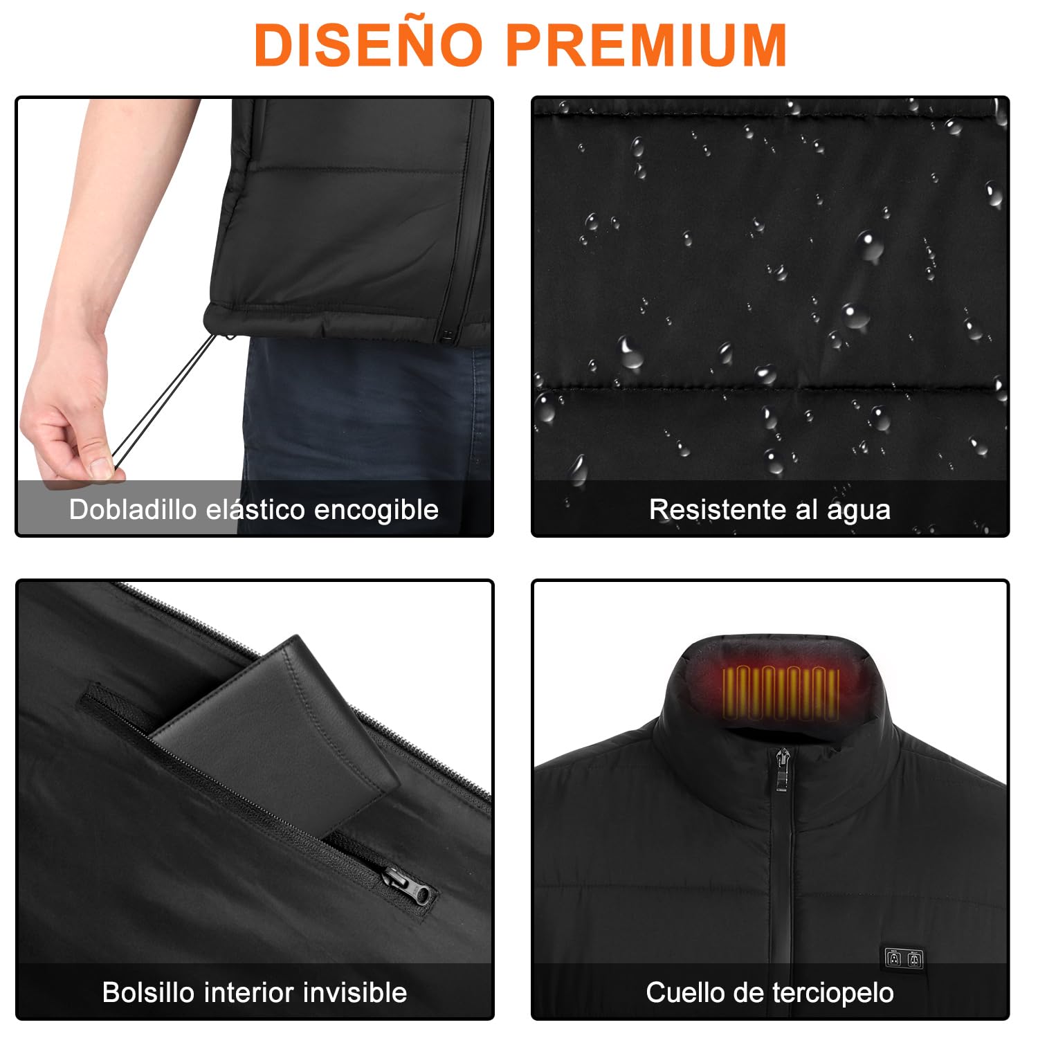 Chaleco Calefactable Hombre, Calefacción Térmico con 15 Zonas, Calentamiento Chaleco con batería de 10000mah, Dual Inteligente Ropa Calefactable para Moto Caza