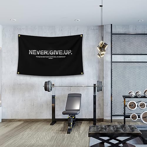 Miniatura 4 de Bandera inspiradora con citas motivacionales que nunca te rindas, tapiz decorativo de pared de 3 x 5 pies, dormitorio universitario, gimnasio,