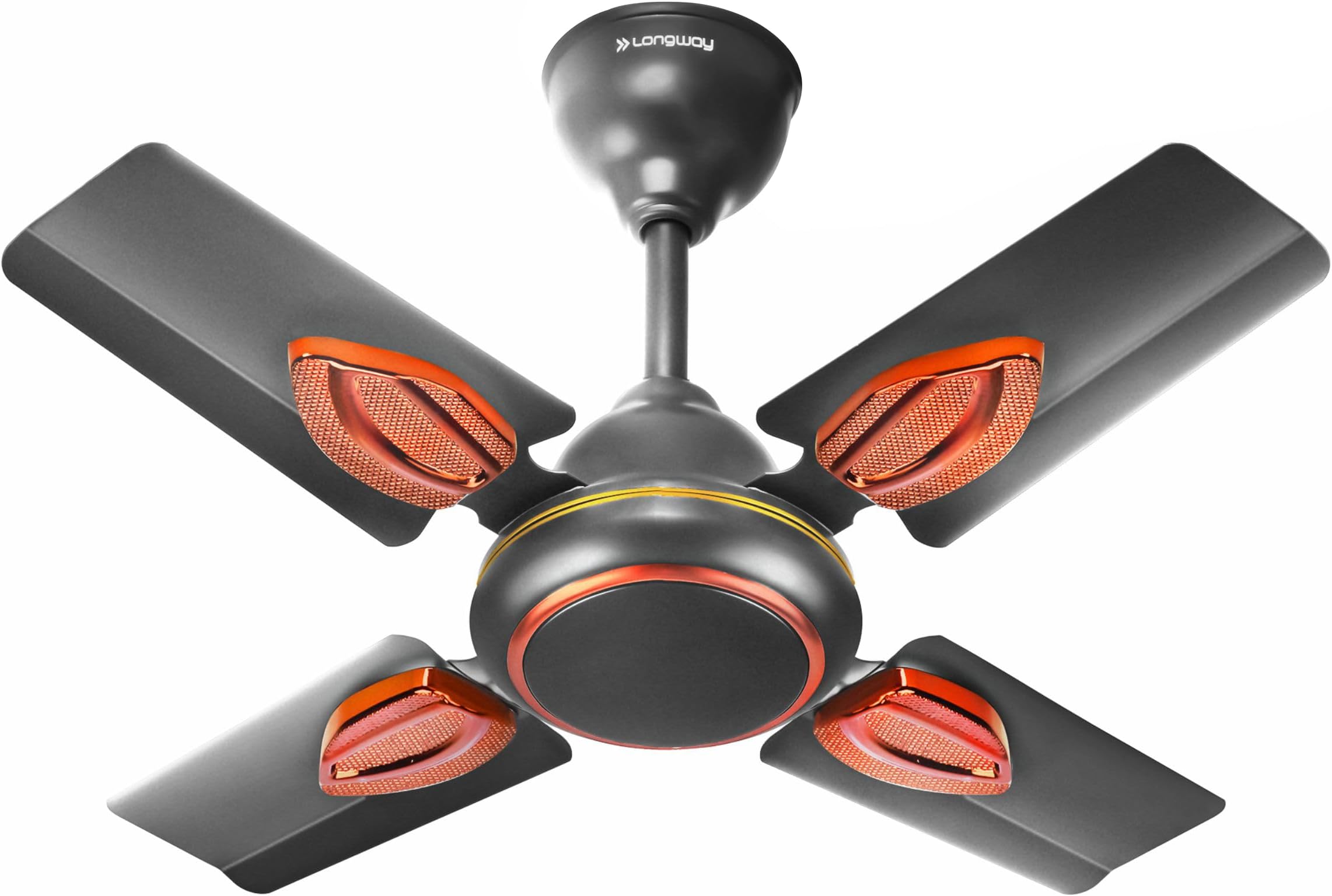 LONGWAY Kiger P1 600 mm/24 inch Ultra High Speed 4 Blade Anti-Dust Decorative Star Rated Ceiling Fan 2 Years Warranty (Smoked Brown, Pack of 1)