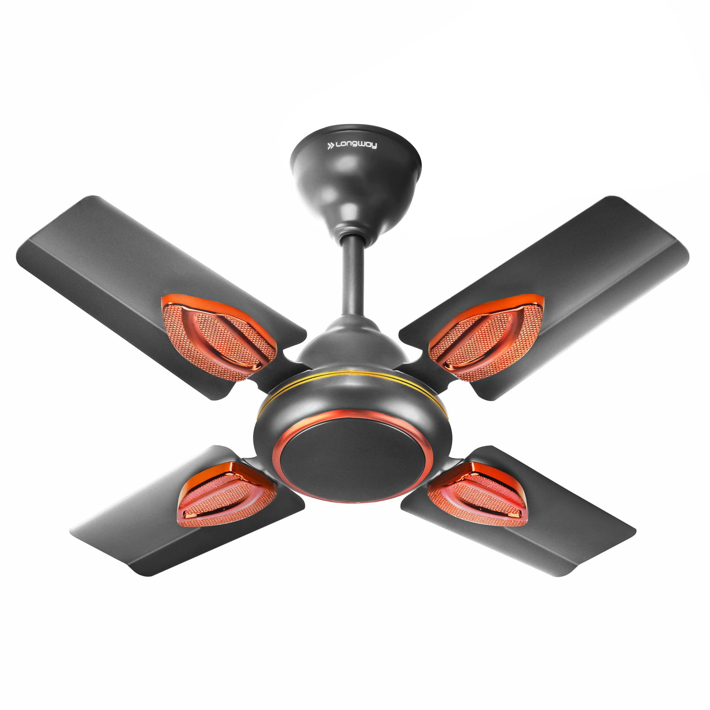 LONGWAYKiger P1 600 mm/24 inch Ultra High Speed 4 Blade Anti-Dust Decorative Star Rated Ceiling Fan (Smoked Brown, Pack of 1)