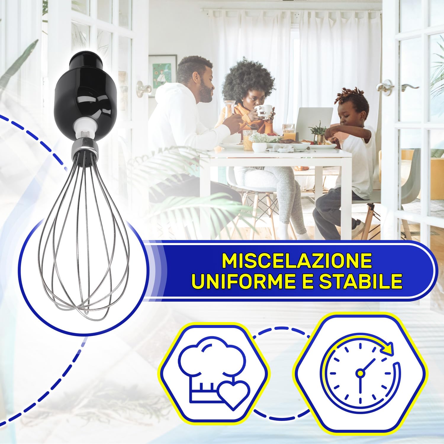 MONTERAL Frusta con Riduttore per Frullatore a Mano Ø 46x235 mm con Codice Originale 12027761 per Bosch ErgoMixx Style 1000W - Garanzia di 10 Anni