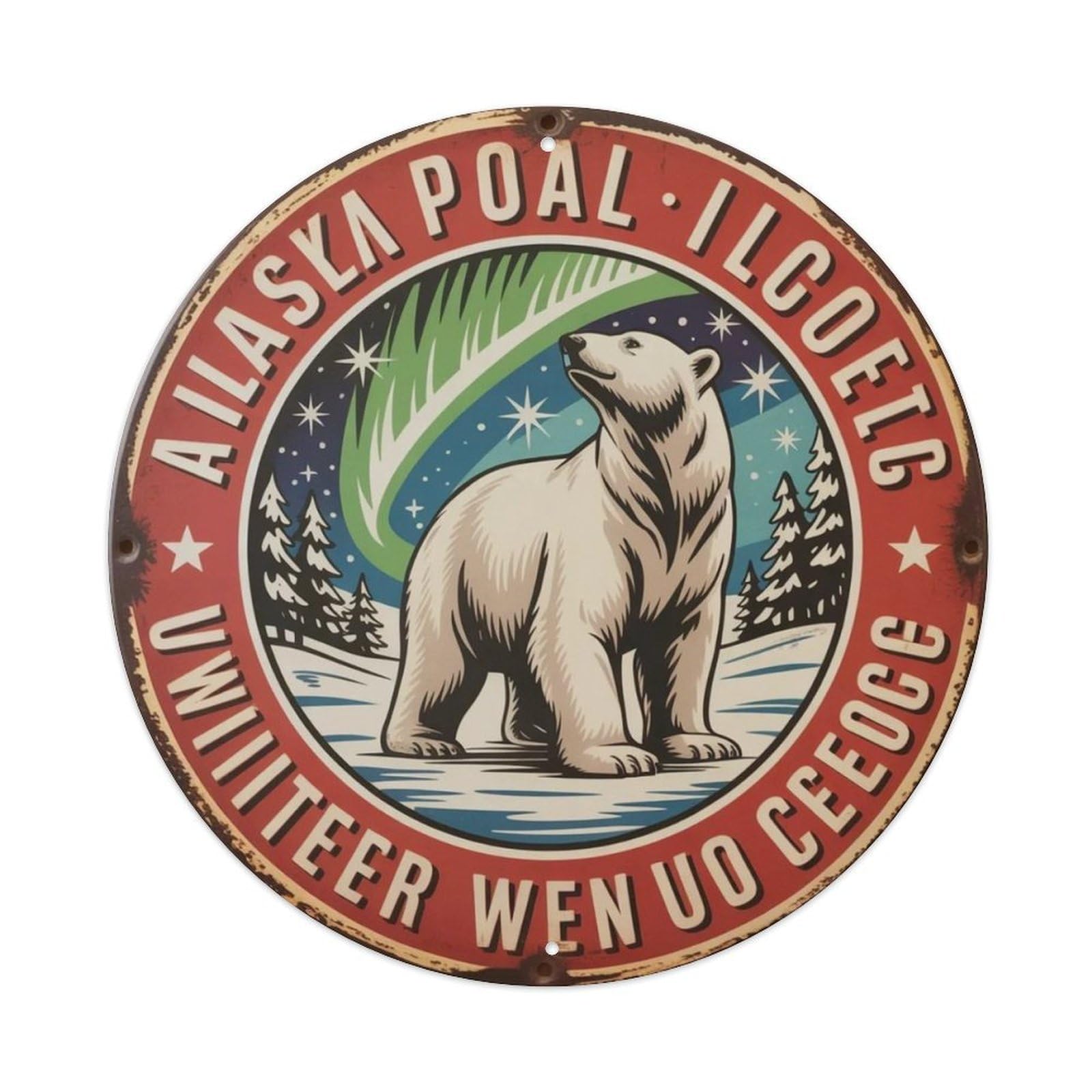 Alaska Aurora Bear Metal Tin Sign Plaque