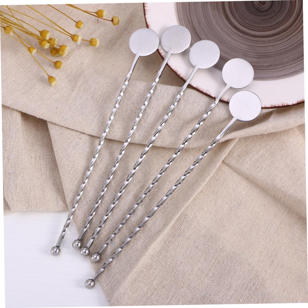 5pcs Stainless Steel Swizzle Sticks for Cocktail Stirring