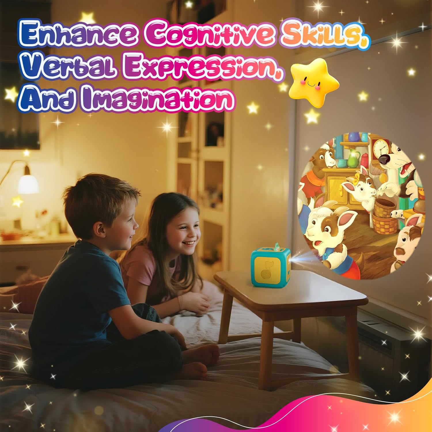 Kids Story Projector for Toddlers, Story Dream Machine Storybook Projector with Educational Stories, Music, Auto-Off Nightlight, Bedtime Learning Toy Birthday Gift for Kids Girls Boys Aged 3+