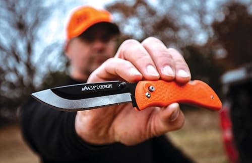 Miniatura 6 de OUTDOOR EDGE Razor-Lite Cuchillo de Caza Plegable  Hojas de Afeitar Reemplazables de 3.5, Mango de Goma Antideslizante, Seguridad de Bloqueo