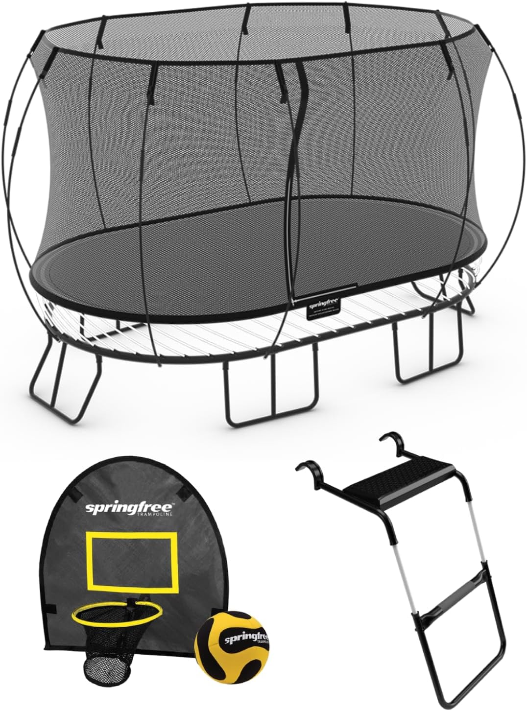 Springfree Outdoor Oval Jumping Trampoline with Net Enclosure