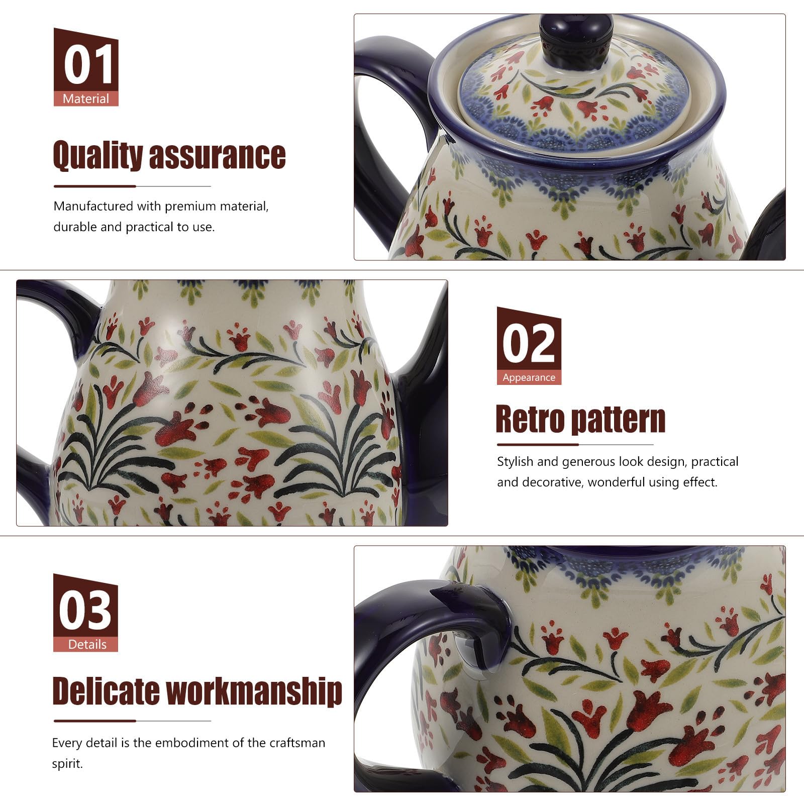 Tetera de Cerámica para Hogar, Estilo Original para Té y Leche