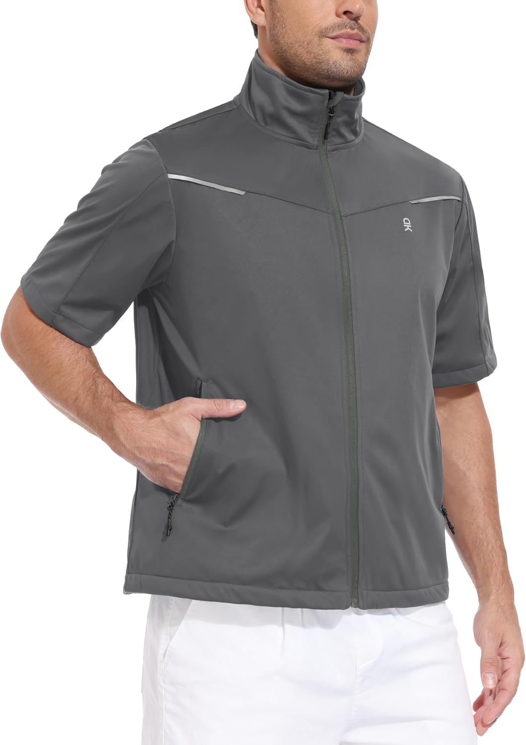 Little Donkey Andy Men's Lightweight Softshell Vests Short Sleeve Jackets for Golfing Hiking Running