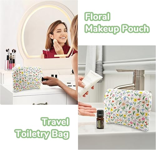 Miniatura 6 de Yovell Pequeña bolsa de maquillaje para bolso, bonita bolsa de maquillaje acolchada, mini bolsa de cosméticos, bolsa de aseo preparada, bolsa de
