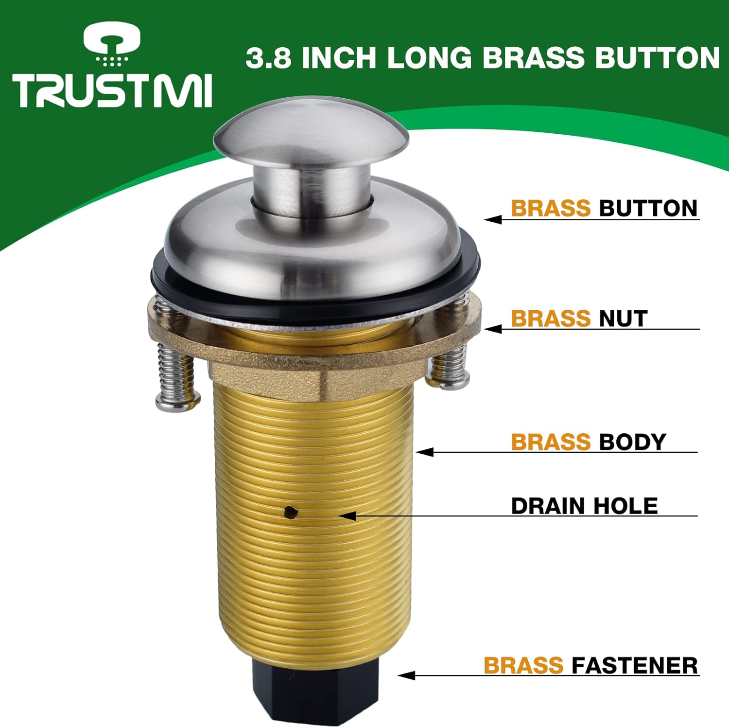 TRUSTMI Garbage Disposal Air Switch, Brass Garbage Disposal Button with 2 Sockets Outlet Power Module, Brushed Nickel