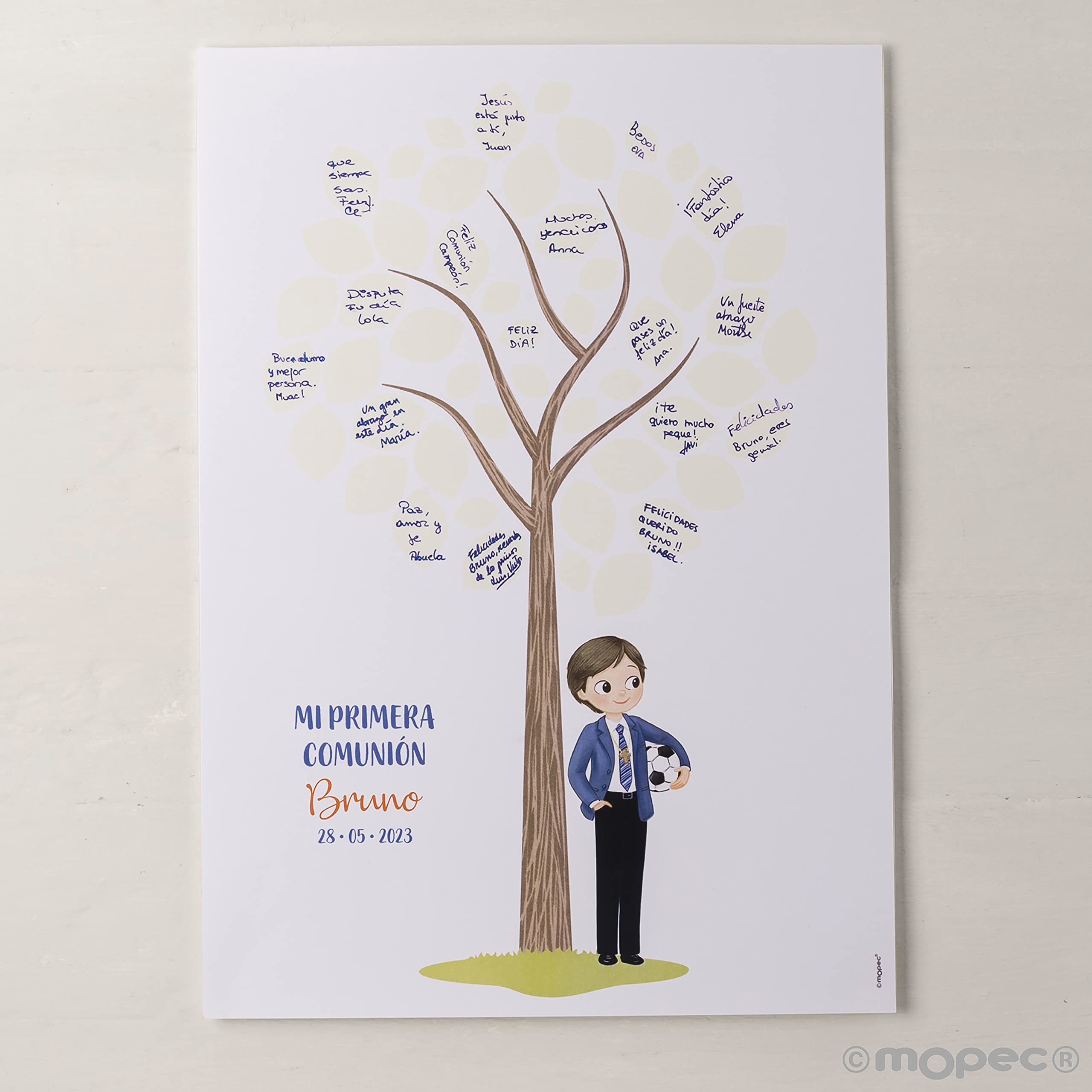 Poster da far firmare Prima Comunione bambino con palla 42x29,5 cm cartoncino Mopec X651