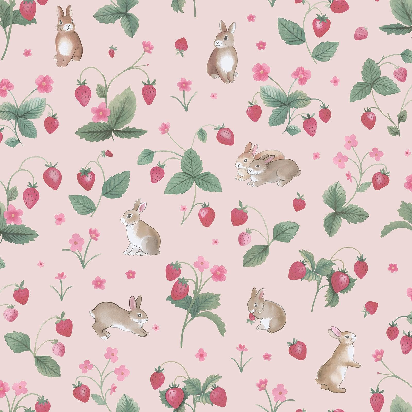 Holden Decor Pink Holden Storybook Bunnies & Berries Cute Soft Nature Inspired Wallpaper Perfect For Nurseries Playrooms Newborns' Walldecoration 14141