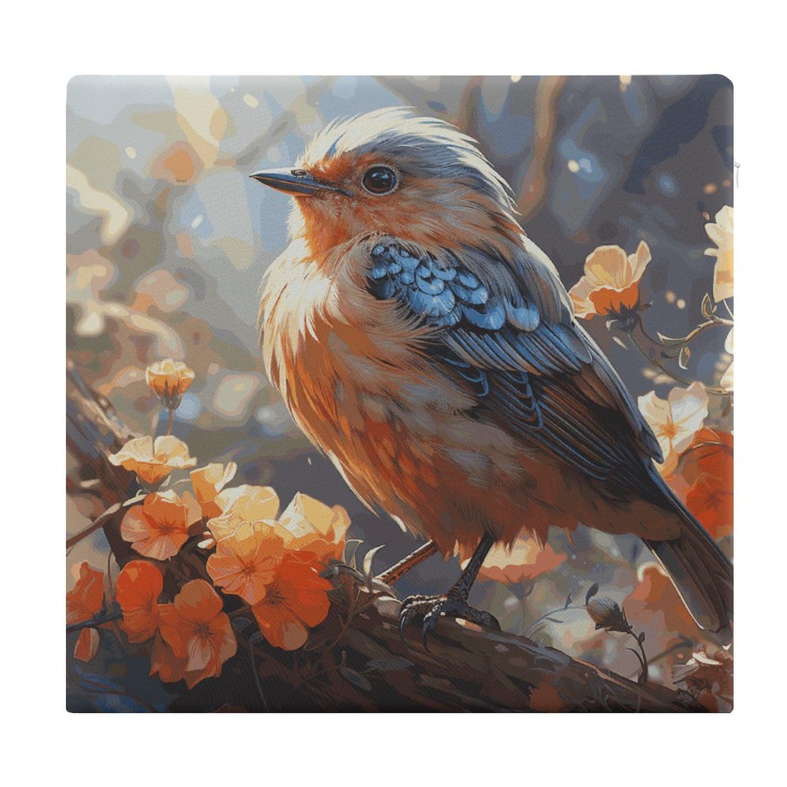 FekiLoot Flowers and Birds Seat Cushion for Dining Chairs Breathable Square Chair Pads Memory Foam Chair Cushions Comfortable Non-Slip Seat Pad Meditation Floor Pillow 13.8”x15”
