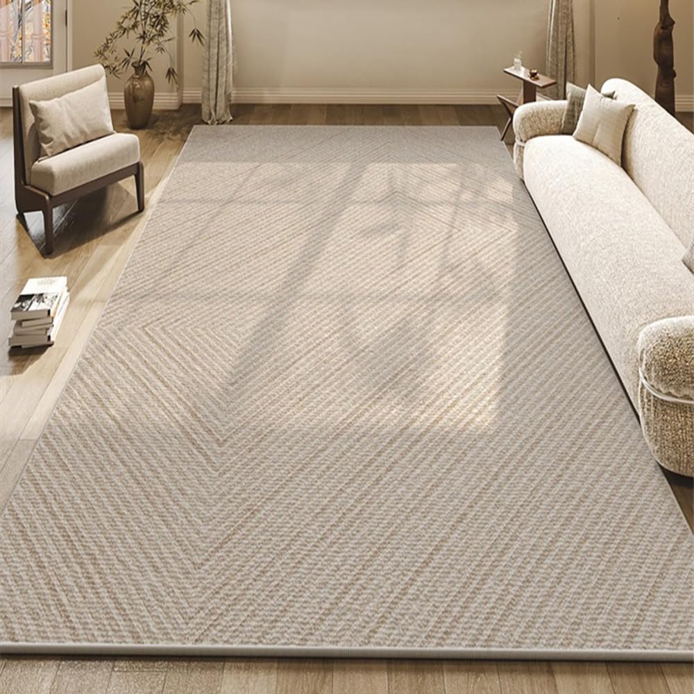 Tapis géométriques crème et rayures beiges modernes 100x150cm Tapete