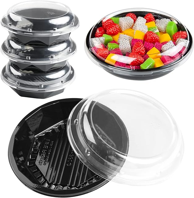 Surflyee 20PCS Plastic Food Containers with Lids, Plastic Serving Trays, Plastic Food Storage Trays with Airtight Lids, Serving Platters for Parties, Takeaway Trays for Salad Snack (380G)