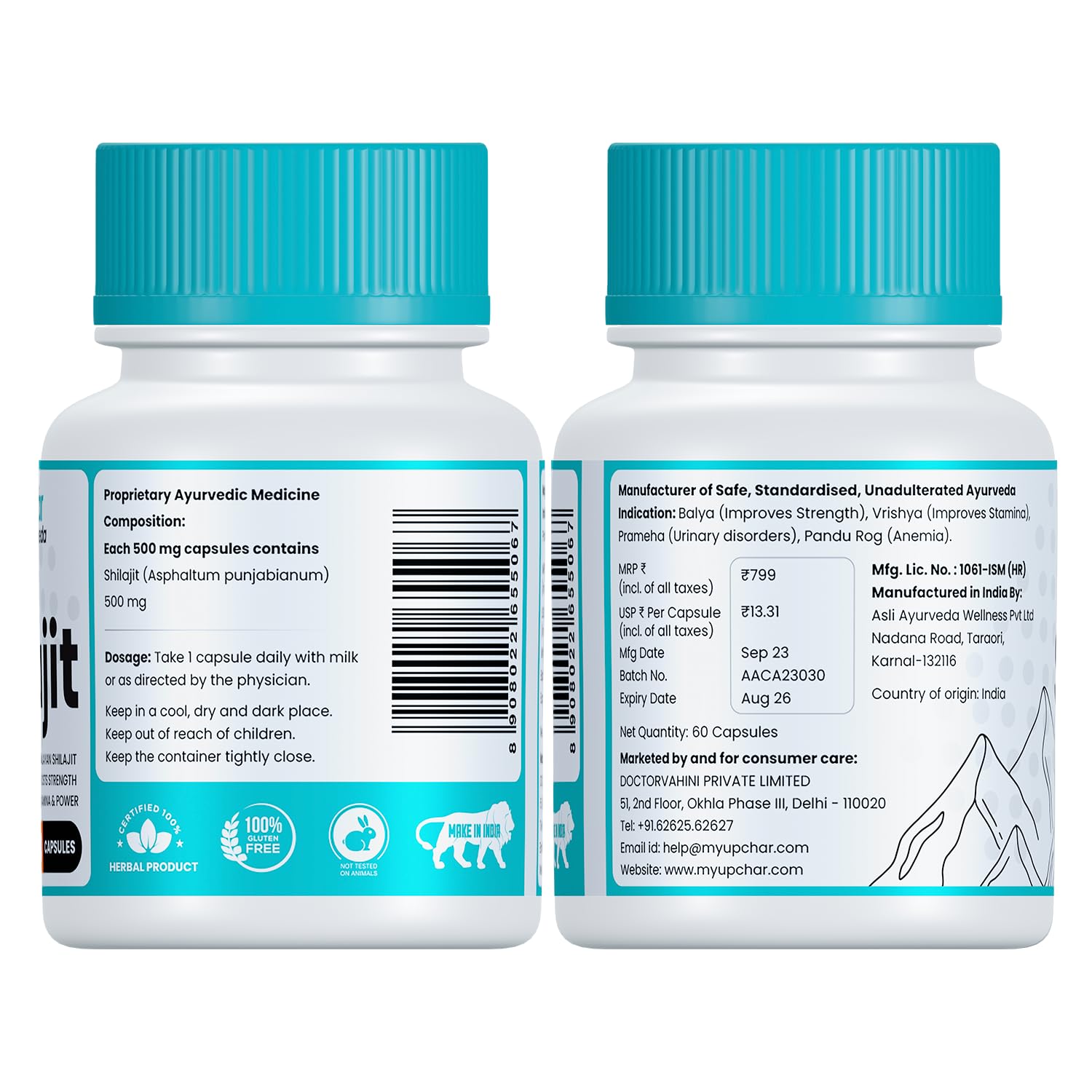 Myupchar Ayurveda Urjas Pure Himalayan Shiljit Mooljit Capsules | Improves muscle power, stamina and power. Natural and Organic Shilljeet | Experience results in 4 weeks | 60 capsules (pack of 1)