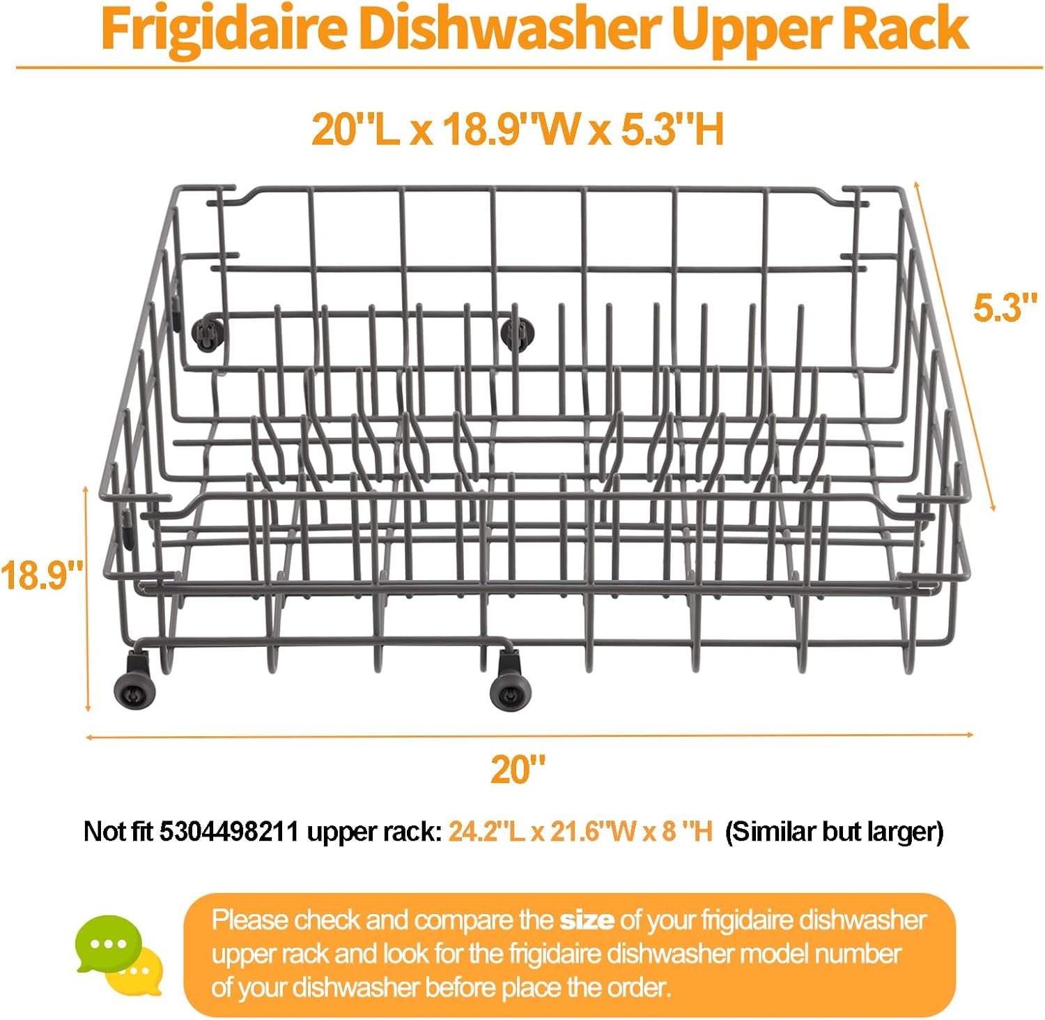 Upgraded 5304535380 Dishwasher Upper Rack Replacement Parts for Frigidaire Kenmore Dishwasher Rack FFCD2413US4A FBD2400KB12B Upper Dishrack Assembly Frigidaire Crosley Dishwasher Top Rack Rollers