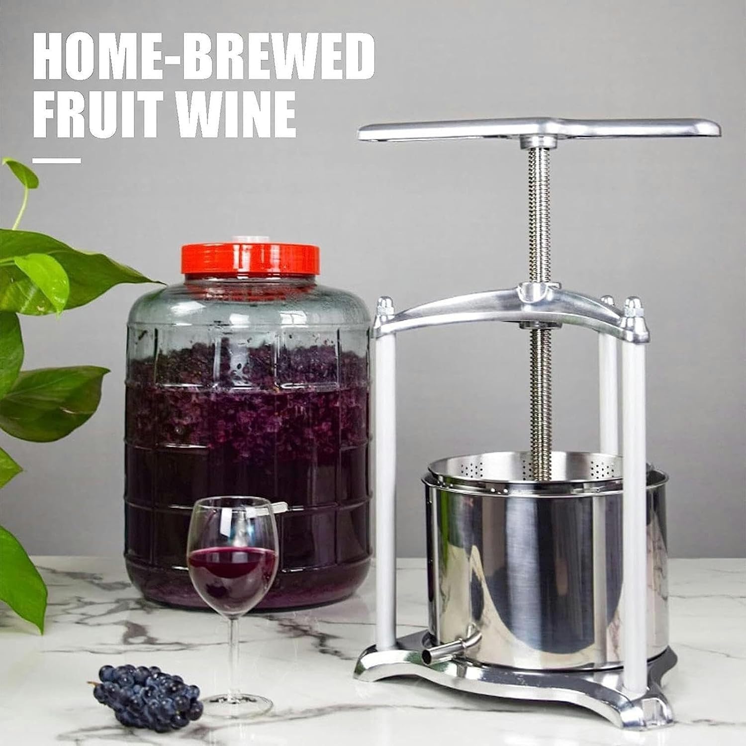 Fruit Press, 6L Stainless Steel Wine Press, Screw Press, Oil Press, Suitable for Wine, Honey, Juice, Pepper Oil Production