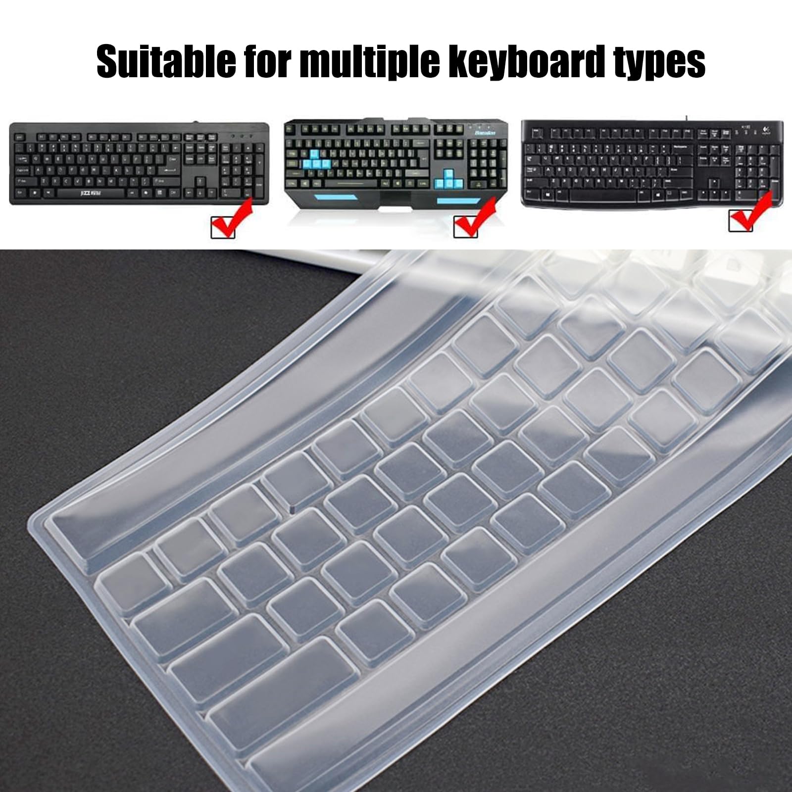 2 copri tastiera pc Cover per Tastiera Universale Protettive per Tastiera Protezione per Tastiera Silicone Pellicola Protettiva per Impermeabile,Antipol per La Tastiera del Computer Desktop