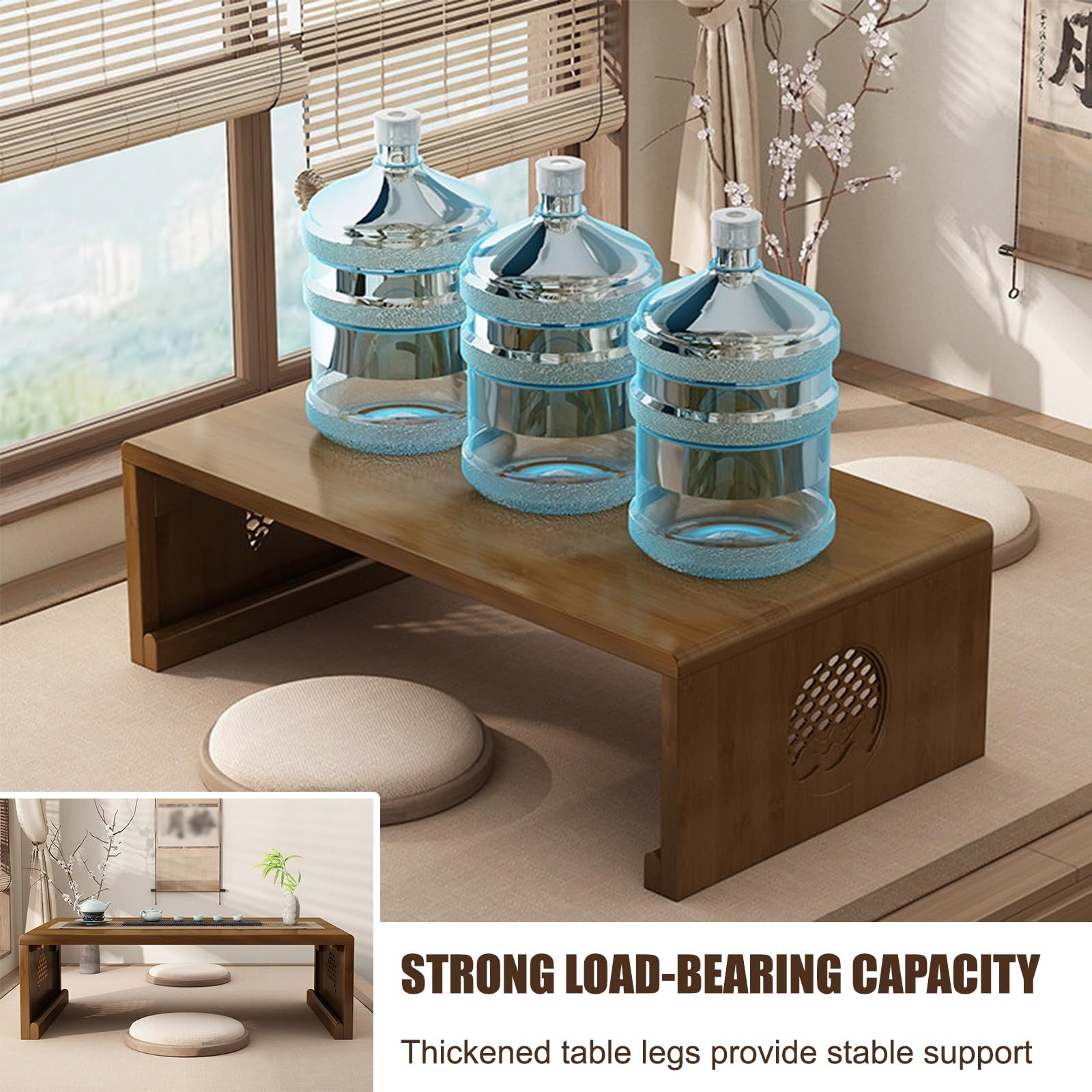 Table Basse Japonaise Pliable, Style Portable, idéale pour Les Petits espaces, Salon et Chambre, Jaune, 80 x 40 cm, Meuble élégant et Peu encombrant