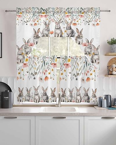 Miniatura 8 de BEMIGO Cenefa de cortina de Navidad con diseño de muñeco de nieve para ventana, cenefa de árbol de Navidad para cocina, baño, dormitorio, cenefa de