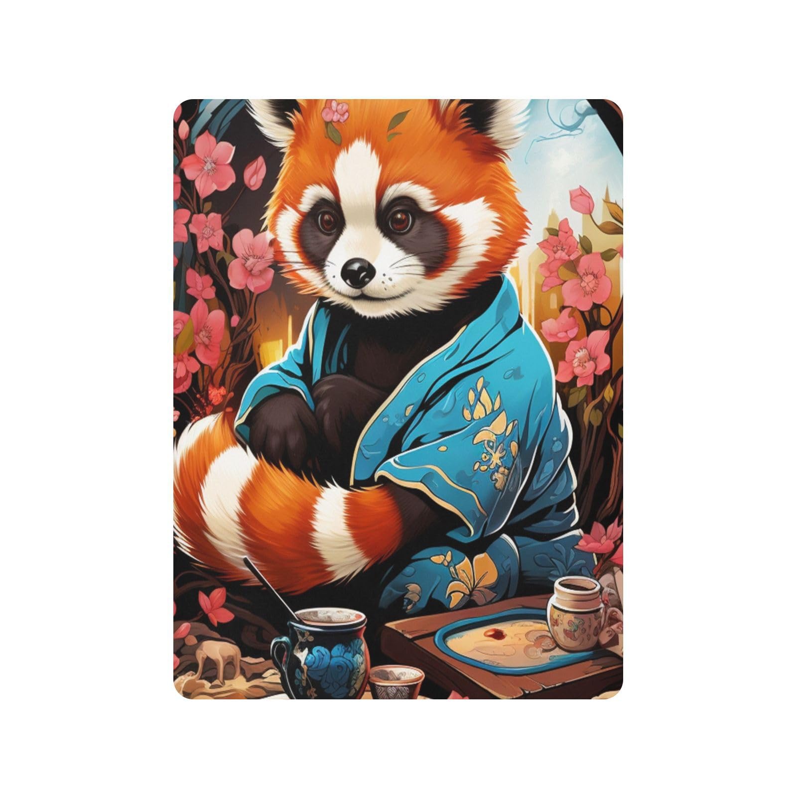 Flor Panda Roja Japonesa Sábana de Cuna para Niños Pequeños,Sábanas de Algodón Suave para Bebés Aptas para Colchón Corralito