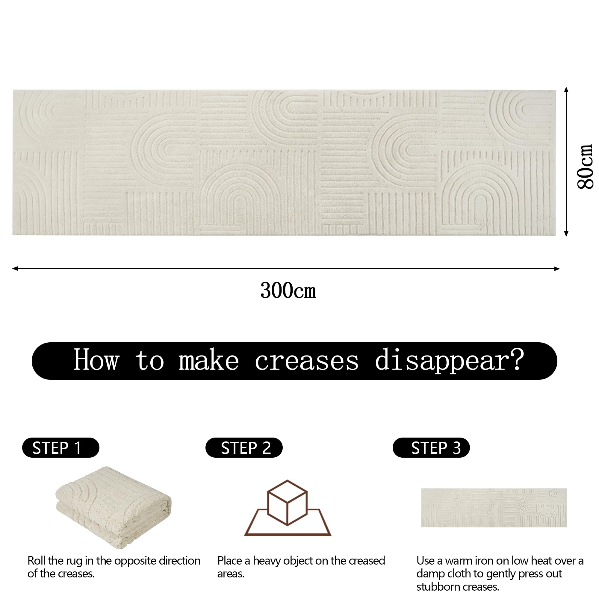 Famibay Läufer Flur 80x300cm rutschfest Teppichläufer Flur Waschbar Küchenteppich Läufer Beige für Eingang Schlafzimmer Wohnzimmer Korridor