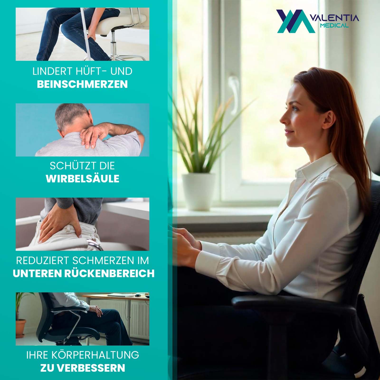 Orthopädisches Sitzkissen Schaum + Memory Foam WEICH - 100% wasserdicht + Innenbezug - Sitzkissen Outdoor - Mehrzweckkissen- Sitzkissen orthopädisch