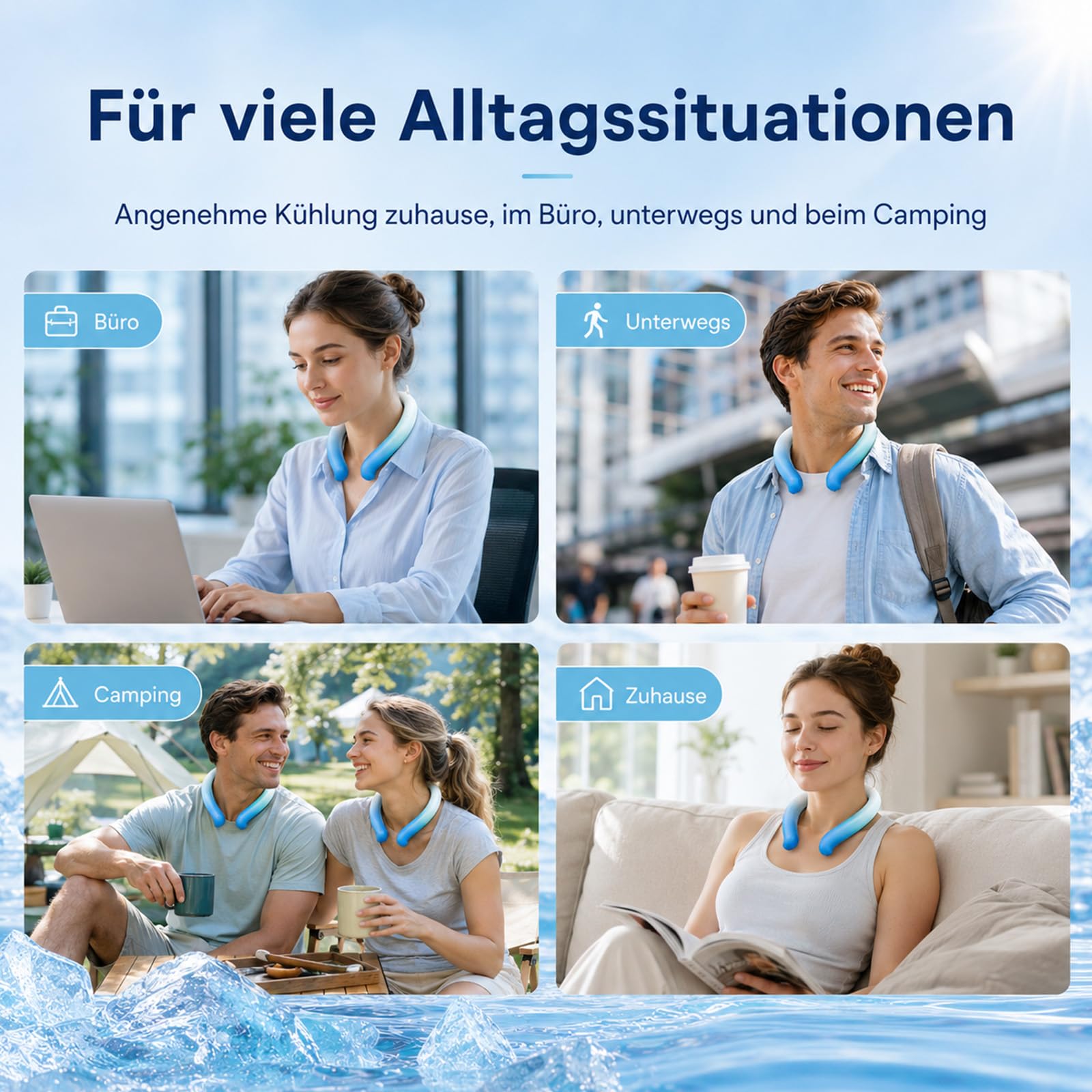 Nacken Kühlung mit PCM-Technologie 26°C für den Nacken (Blau)