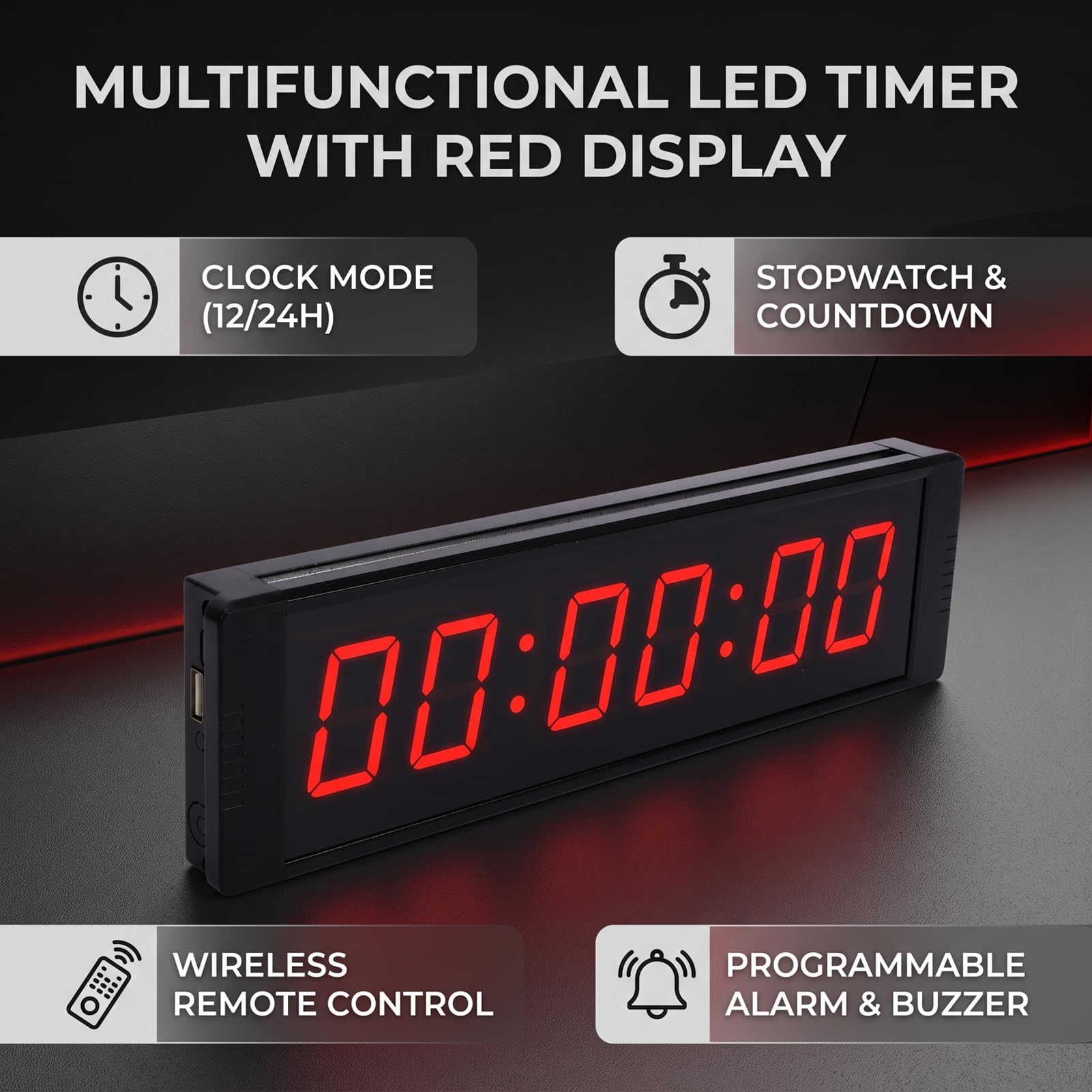 Hyuduo Minuteur de Gym LED Numérique, Chronomètre Compte à Rebours à 6
