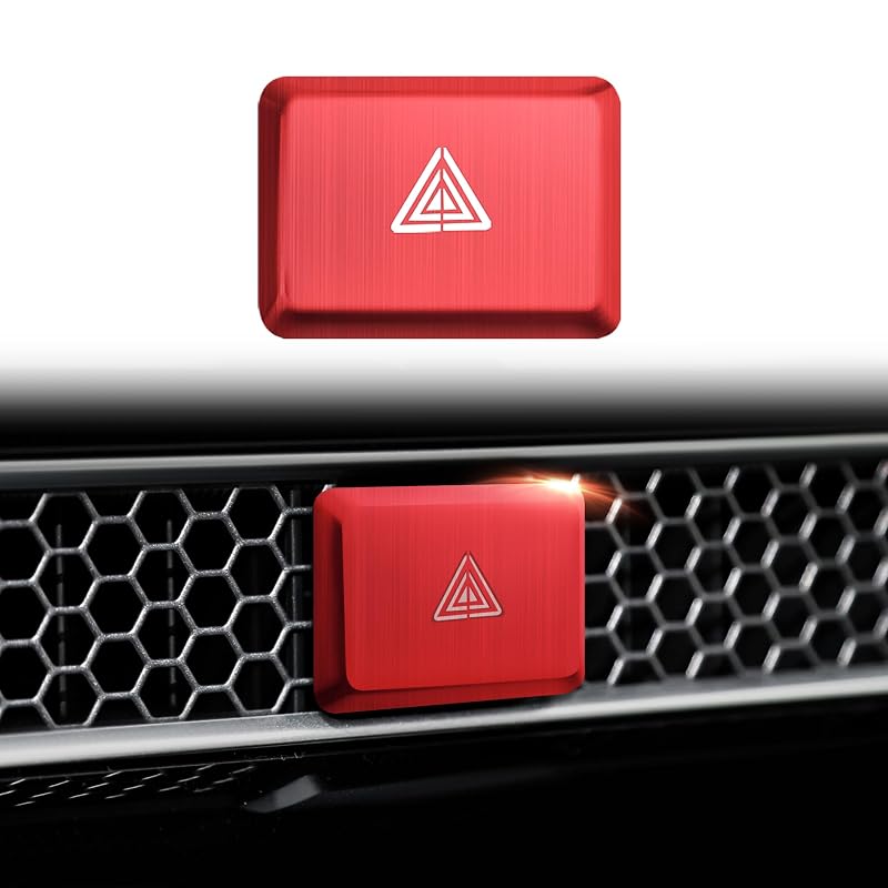 Capa do botão do pisca-alerta Polodunn em alumínio vermelho para Honda Civic, Accord, CRV, HRV e Acura Integra – 1 unidade