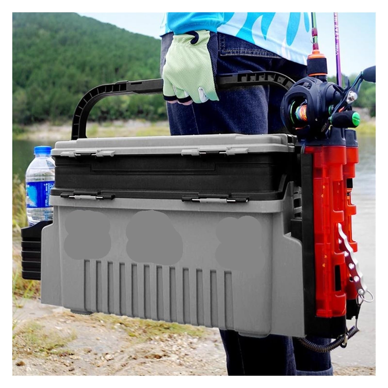 Scatola for Attrezzi da Pesca, Valigia Porta Attrezzi da Pesca, Scatola da Pesca A Doppio Strato, Porta Canna da Pesca, Porta Bicchiere, Accessori da Pesca per ami, Esche